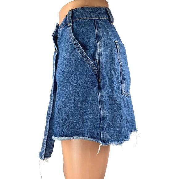 Zara Women's Blue High Waisted Cut-Off Skort Skirt Denim Jean Shorts Size XL - Picture 2 of 5